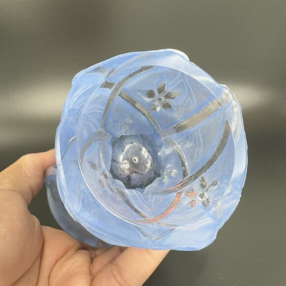 Consolidated Glass Co Line 700 Martele Frosted Blue Goblet Manganese 365nm Set 2 - Picture 14 of 16